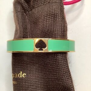 KATE SPADE Hole Punch Spade Hinge Bangle Aqua/Gold